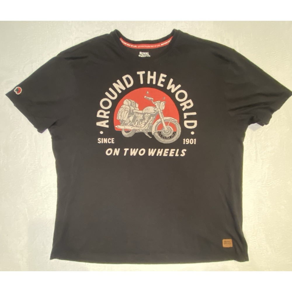 Royal Enfield Men's 3XL British Vintage Motorcycle Biker Around World T-Shirt